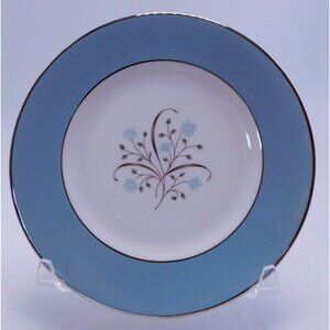 Vintage Blue Meadow Breeze Syracuse Bread Plate 6 1/4"- Blue Rim & Flowers